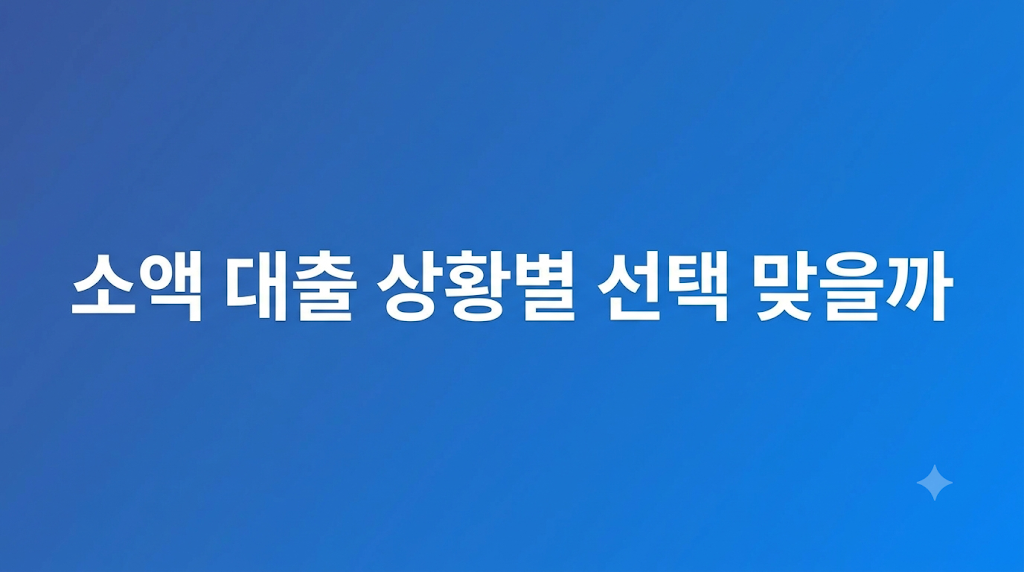 소액 대출 조건과 상환 부담 비교
