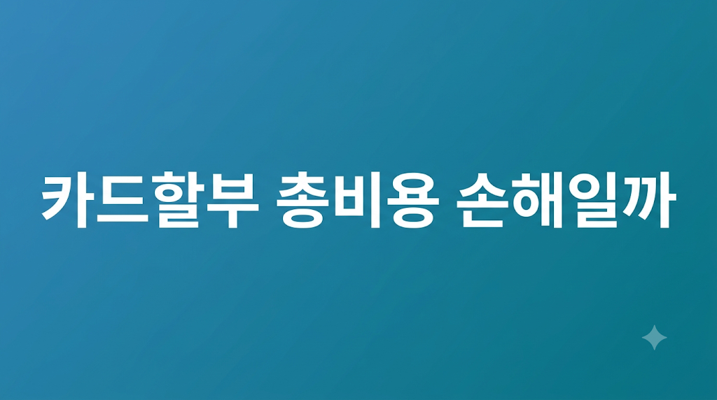 카드할부 조건과 비용 부담 설명